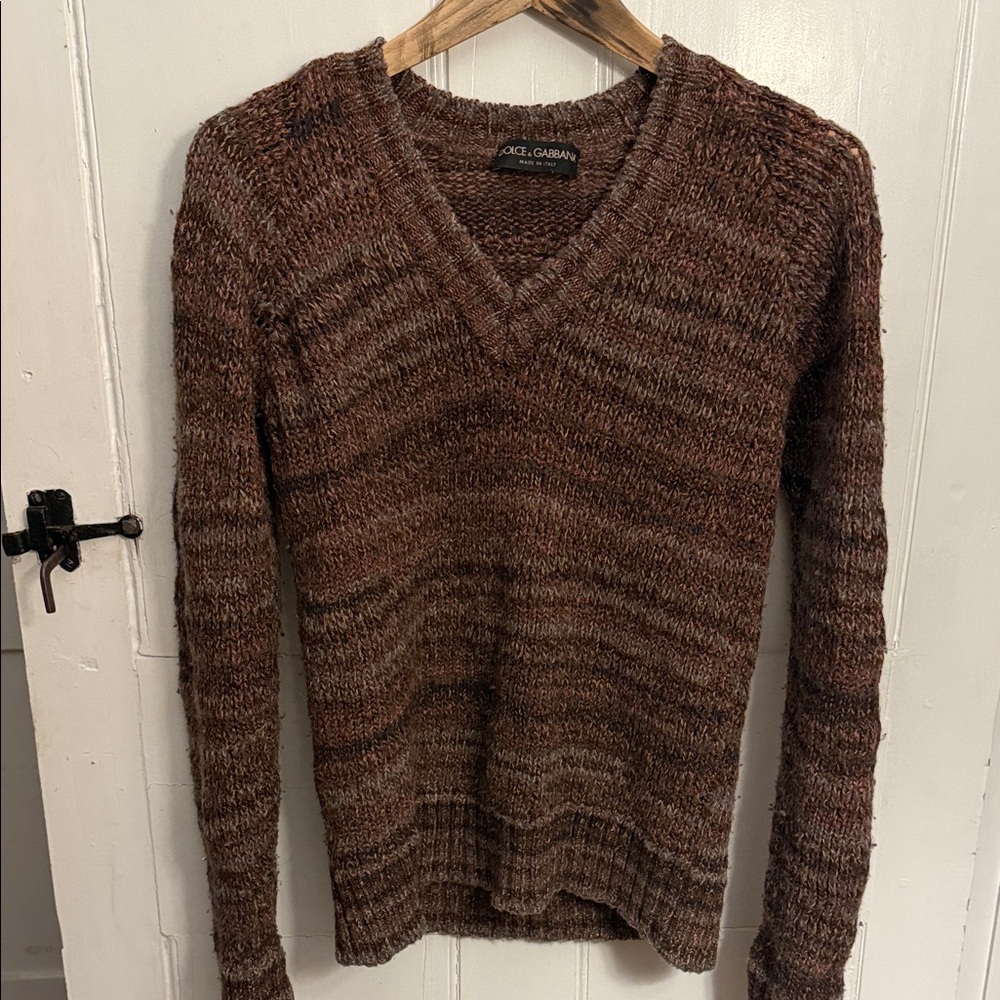 Dolce & Gabbana Brown V-Neck Sweater